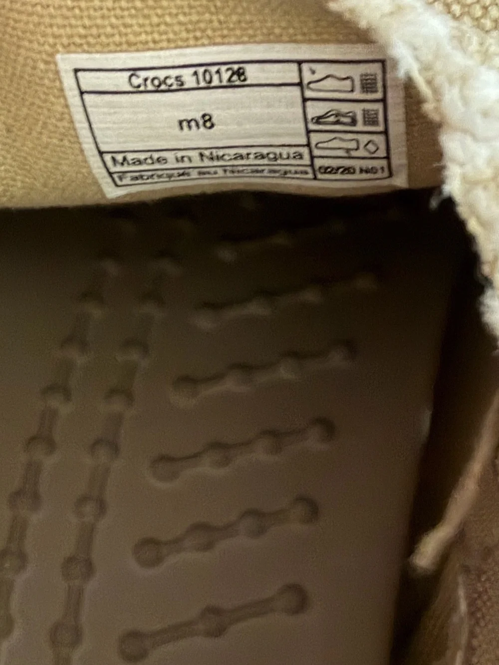 CROCS Beige Canvas Slip-On Shoes with Frayed Trim